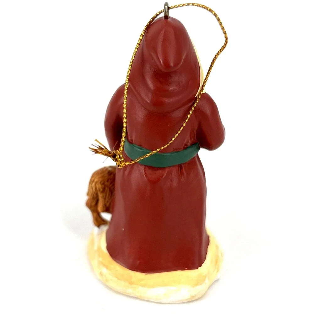 Vintage Santa Claus Holding Bunny & Deer Ornament Figurine 3.5